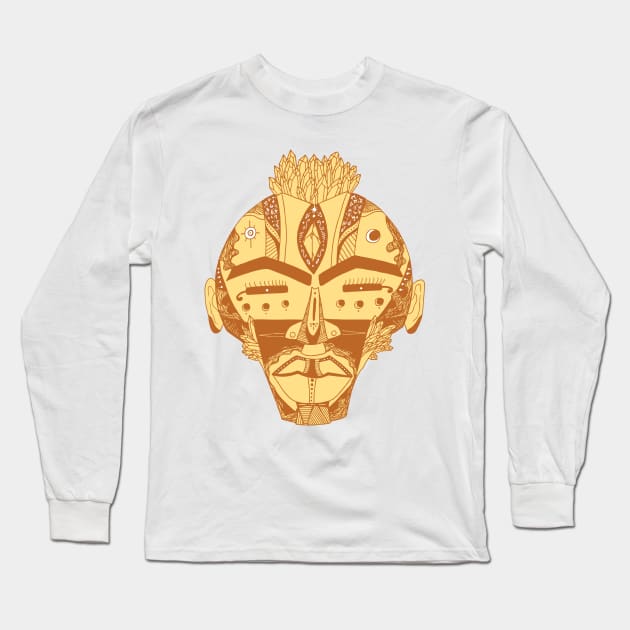 Terracotta African Mask 4 Long Sleeve T-Shirt by kenallouis